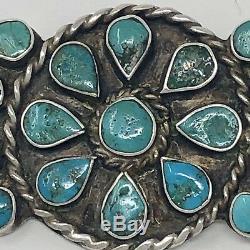 Vintage Navajo Petit Point Natural Turquoise Sterling Silver Pin Brooch 14.9g