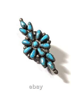 Vintage Navajo Petite Point Bright Blue Turquoise Cluster Pin