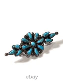Vintage Navajo Petite Point Bright Blue Turquoise Cluster Pin