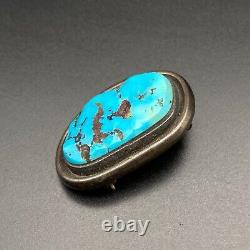 Vintage Navajo Phillip Guerro Turquoise Silver Pin Brooch Pendant