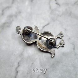 Vintage Navajo Quail Turquoise Eye 925 Sterling Native American Bird Pin Brooch