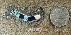 Vintage Navajo Robert Vandever Sterling Silver Inlay Turquoise Lizard Pin Brooch