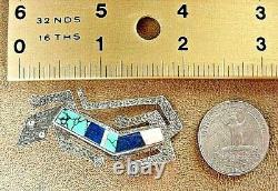 Vintage Navajo Robert Vandever Sterling Silver Inlay Turquoise Lizard Pin Brooch