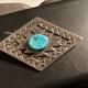 Vintage Navajo Signed R Monte Hand Stamped Sterling Silver & Turquoise Brooch