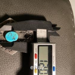 Vintage Navajo Signed R Monte Hand Stamped Sterling Silver & Turquoise Brooch