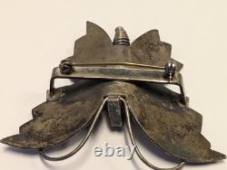 Vintage Navajo Silver Butterfly Brooch Hand Stamped Coil Body 2.25