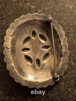 Vintage Navajo Silver Pin by Austin Wilson Lone Mountain Turquoise 1920s-1930s