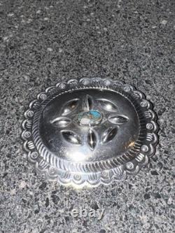 Vintage Navajo Silver Pin by Austin Wilson Lone Mountain Turquoise 1920s-1930s