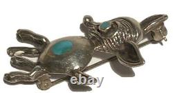 Vintage Navajo Silver Turquoise Artisan Donkey Figure Sculpture Brooch Pin