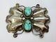 Vintage Navajo Silver & Turquoise Butterfly Pin Brooch
