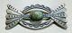 Vintage Navajo Stamped Sterling Silver Green Turquoise Brooch Pin 3 Signed