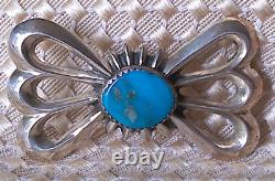 Vintage Navajo Sterling Silver 925 Wilfred B. Henry Turquoise Butterfly Brooch