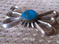 Vintage Navajo Sterling Silver 925 Wilfred B. Henry Turquoise Butterfly Brooch