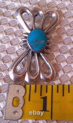 Vintage Navajo Sterling Silver 925 Wilfred B. Henry Turquoise Butterfly Brooch