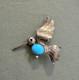 Vintage Navajo Sterling Silver And Turquoise Pin Humming Bird. Fy