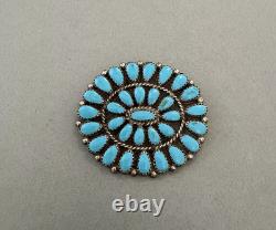 Vintage Navajo Sterling Silver And Turquoise Pin Signed HB