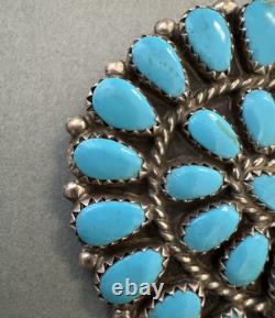 Vintage Navajo Sterling Silver And Turquoise Pin Signed HB