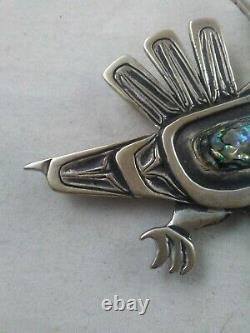 Vintage Navajo Sterling Silver Bird Brooch 925 SIGNED CRW or ORW #17/500 17g