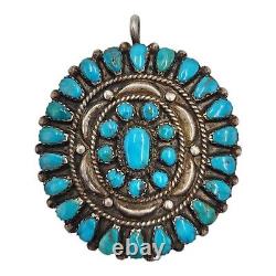 Vintage Navajo Sterling Silver Blue Turquoise Cluster Pendant