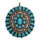 Vintage Navajo Sterling Silver Blue Turquoise Cluster Pendant