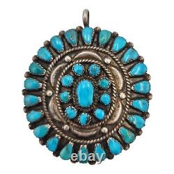 Vintage Navajo Sterling Silver Blue Turquoise Cluster Pendant