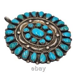 Vintage Navajo Sterling Silver Blue Turquoise Cluster Pendant