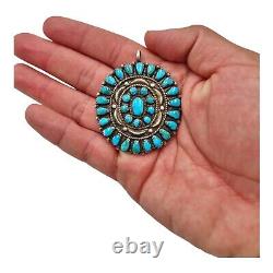 Vintage Navajo Sterling Silver Blue Turquoise Cluster Pendant