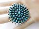 Vintage Navajo Sterling Silver Cluster Petit Point Turquoise Brooch Pin