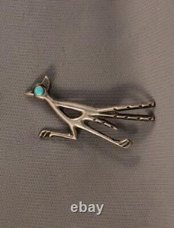 Vintage Navajo Sterling Silver Cast Road Runner Pin