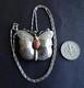Vintage Navajo Sterling Silver Coral Butterfly Pendant/pin Necklace Signed