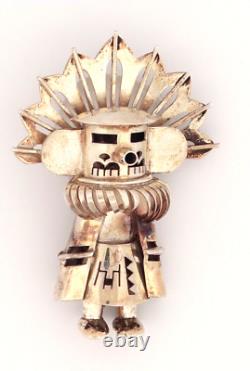 Vintage Navajo Sterling Silver Kachina Bolo Pin/Brooch Signed Hu-Chu-Tse VINTAGE