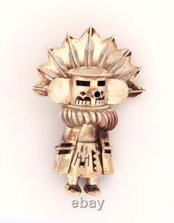 Vintage Navajo Sterling Silver Kachina Bolo Pin/Brooch Signed Hu-Chu-Tse VINTAGE
