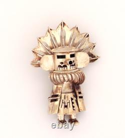 Vintage Navajo Sterling Silver Kachina Bolo Pin/Brooch Signed Hu-Chu-Tse VINTAGE