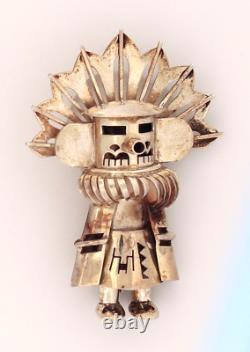 Vintage Navajo Sterling Silver Kachina Bolo Pin/Brooch Signed Hu-Chu-Tse VINTAGE