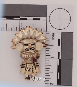 Vintage Navajo Sterling Silver Kachina Bolo Pin/Brooch Signed Hu-Chu-Tse VINTAGE
