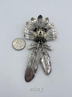 Vintage Navajo Sterling Silver Large Kachina Pin Pendant Signed SP