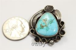 Vintage Navajo Sterling Silver Old Pawn Royston Turquoise Floral Pendant/Pin