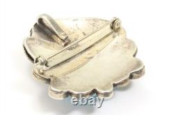 Vintage Navajo Sterling Silver Old Pawn Royston Turquoise Floral Pendant/Pin