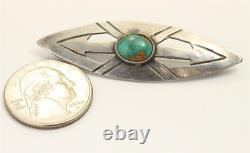 Vintage Navajo Sterling Silver Old Pawn Stamped Turquoise Arrow Brooch Pin Vintage Navajo Sterling Silver Old Pawn Stamped Turquoise Arrow Brooch Pin