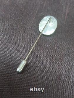 Vintage Navajo Sterling Silver Oval Turquoise Hat Lapel Stick Pin