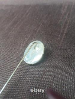 Vintage Navajo Sterling Silver Oval Turquoise Hat Lapel Stick Pin