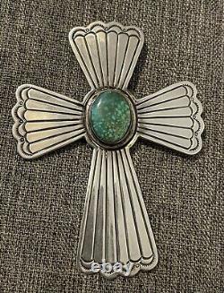 Vintage Navajo Sterling Silver Royston Turquoise Pendant Pin By J. Piaso Jr