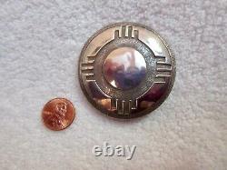 Vintage Navajo Sterling Silver Sandcast Sun Pin Pendant Signed WW Large Superb
