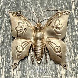 Vintage Navajo Sterling Silver Stamped Pin Brooch 925