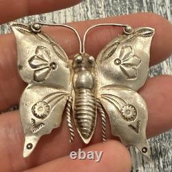 Vintage Navajo Sterling Silver Stamped Pin Brooch 925