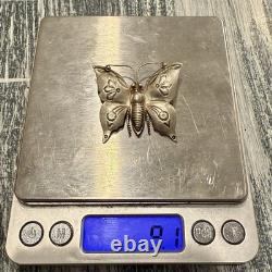 Vintage Navajo Sterling Silver Stamped Pin Brooch 925