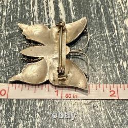 Vintage Navajo Sterling Silver Stamped Pin Brooch 925