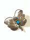 Vintage Navajo Sterling Silver Stamped Turquoise Butterfly Brooch Pin