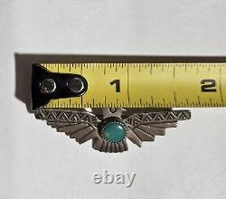 Vintage Navajo Sterling Silver Thunderbird Pin Brooch Turquoise