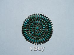Vintage Navajo Sterling Silver Turquoise Brooch Pin. 100 stones. Dead Pawn